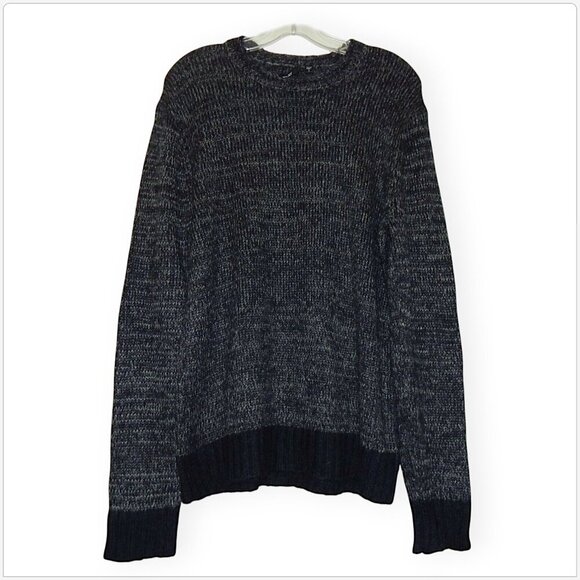 Joe's Men's Navy Marled Mohair Blend Knit Faux Leather Elbow Patch Sweater M - Picture 1 of 3
